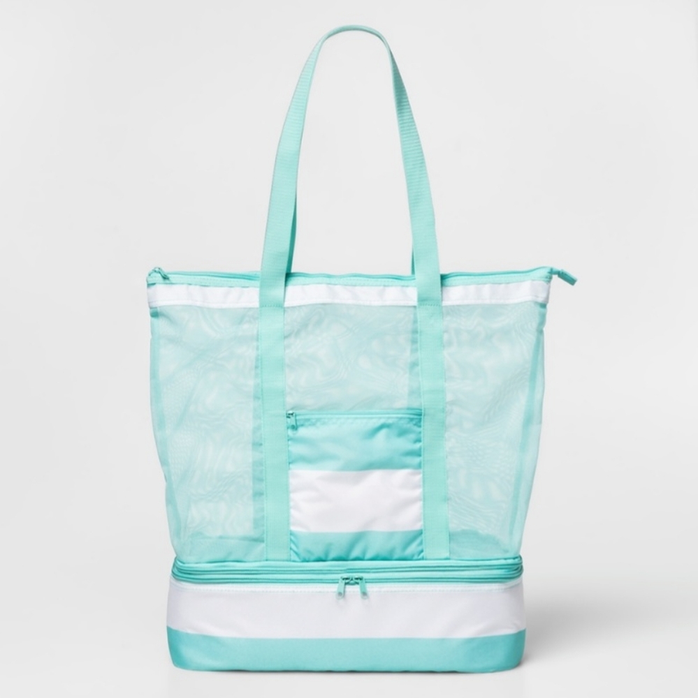 Sun Squad 2 in 1 Cooler Tote Insulated Mesh    Green